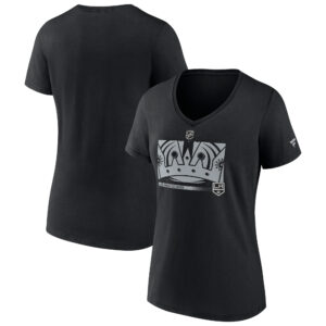 Women's Fanatics Branded Black Los Angeles Kings Authentic Pro Core Collection Secondary Logo V-Neck T-Shirt