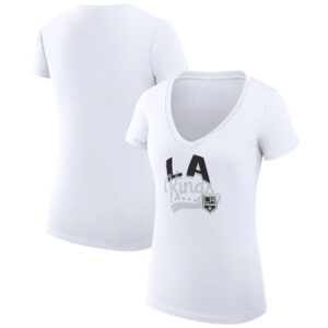 Women's G-III 4Her by Carl Banks White Los Angeles Kings Filigree Logo V-Neck Fitted T-Shirt
